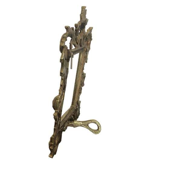 Antique Ornate Victorian Brass Picture Frame W/ Easel Stand 3.5 X 5 Photo - Picture 2 of 6